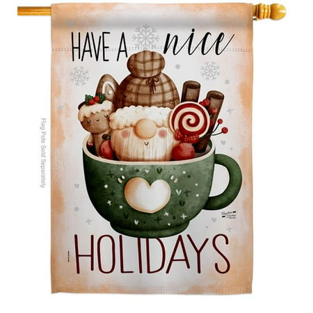 Angeleno Heritage H130304-BO 28 x 40 in. Hot Coco Gnome House Flag Wintertime Winter Wonderland Double-Sided Decorative Vertical Flags Decoration Banner Garden Yard Gift