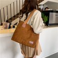 thumbnail image 3 of Bolso de mano de pana para mujer Bolso de hombro de invierno Bolso hobo con cremallera y asa superior (marrón), 3 of 7