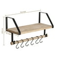 thumbnail image 3 of Floating Shelves Wall Mount for Kitchen Home with 6 Hooks Storage, Rustic Wood, 3 of 3