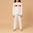 thumbnail image 2 of CPNG Boys Girls Home Clothing Nightwear Set Heart Print Long Sleeve Crewneck T Shirt and Pants 2 Pcs Outfits Set(Beige,5-6 Years), 2 of 4