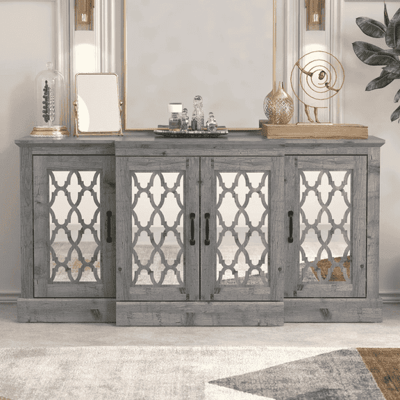 STYLIVIA Heron Wide Accent Sideboard, Mexican Gray