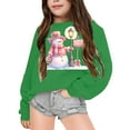 thumbnail image 2 of JLMSPLWG Christmas Cat Sweatshirt Christmas Family Sweatshirts Blue Christmas Shirt Girls Cropped Sweatshirt Crop Top Sweatshirt Childrens Clothes, Green 4-5 Years, 2 of 4