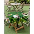 thumbnail image 3 of Outdoor Tablecloth with Umbrella Hole and Zipper, St. Patrick's Day Round Table Cloth 54 Inch Waterproof Tablecloth, Green Gnomes Shamrock Gold Coin Wood Grain Picnic Table Cover for Patio Camping, 3 of 7
