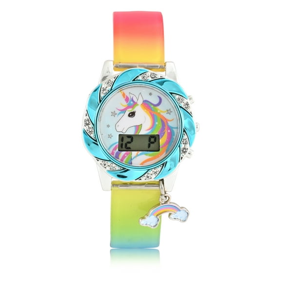 WN5005WM Wondernation Kids Flashing Lights LCD Watch with Printed Strap and Hanging Charm