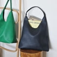 thumbnail image 3 of Bolso Hobo HOXIS de piel vegana suave para mujer, color azul marino, 3 of 6