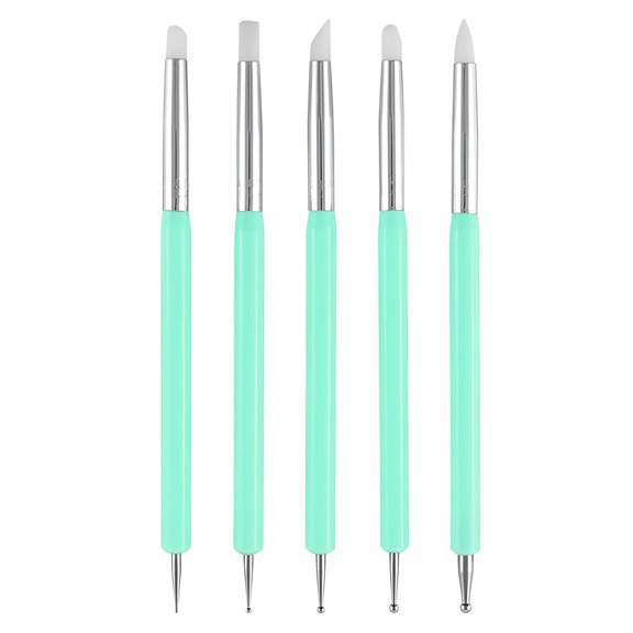 ACDANC 5pcs Nail Art Dotting Tools Pen Dual Head Carving Pen Nail Silicone Brushes Set