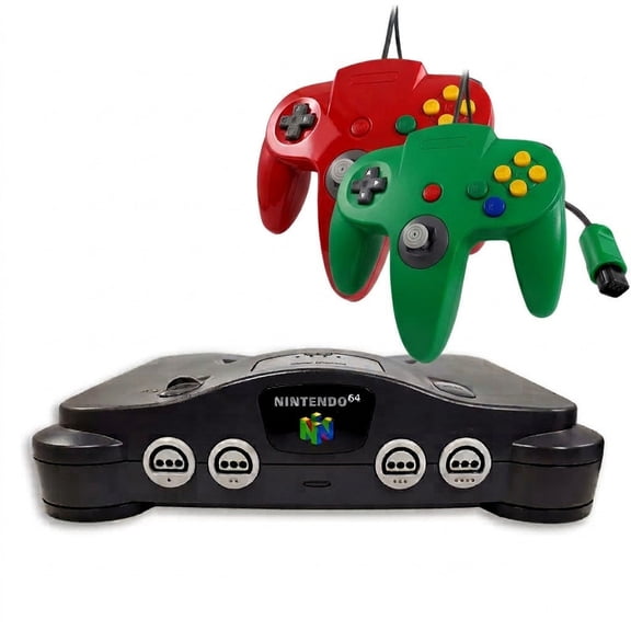 Pre-Owned Nintendo 64 N64 Console - 2 Retrofam N64 Controller Green & Red