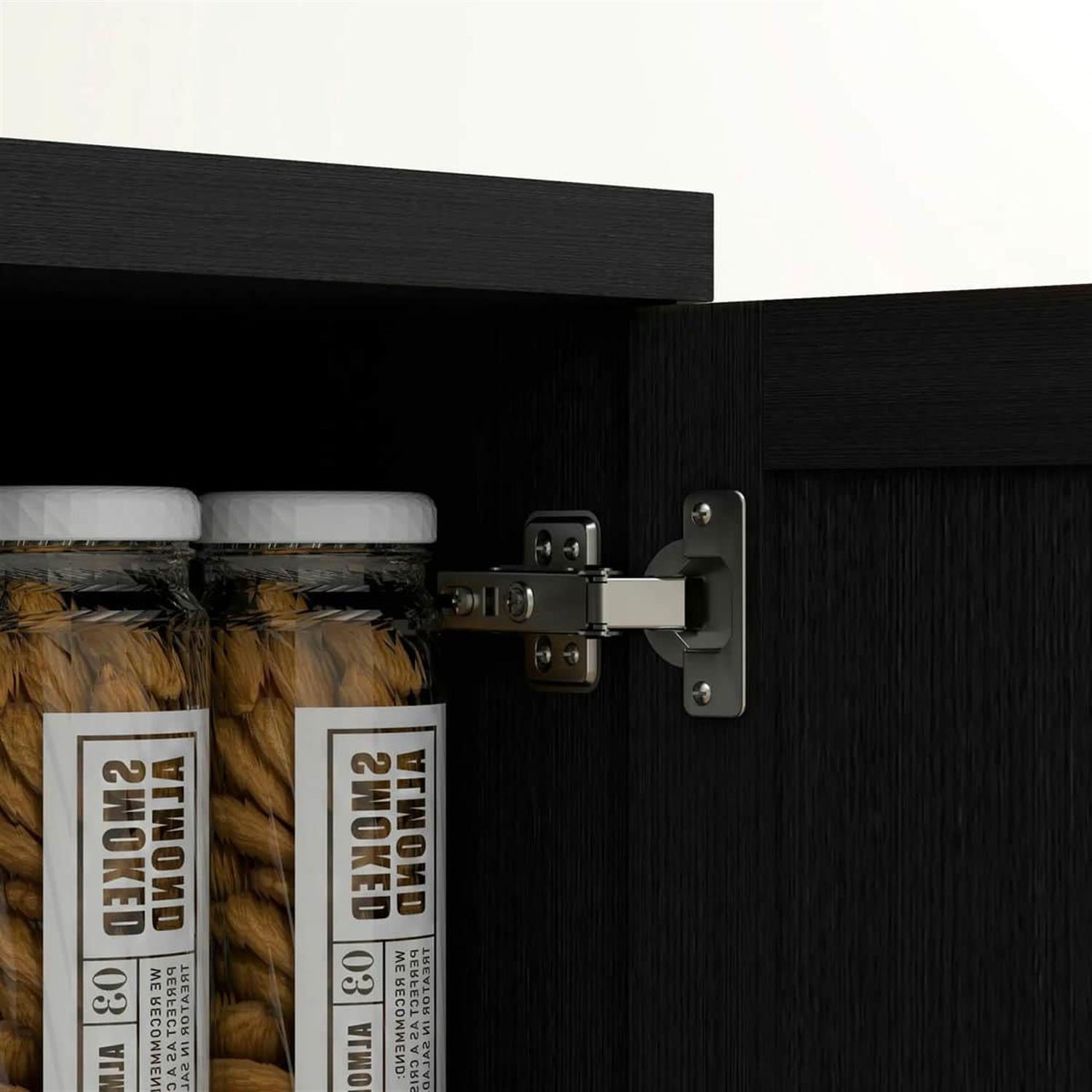 Demi Bonn 62" Large 2-Door Pantry Cabinet, Freestanding Storage Unit with 2 Adjustable Shelves for Dining Room, Spacious Kitchen Organization, Black