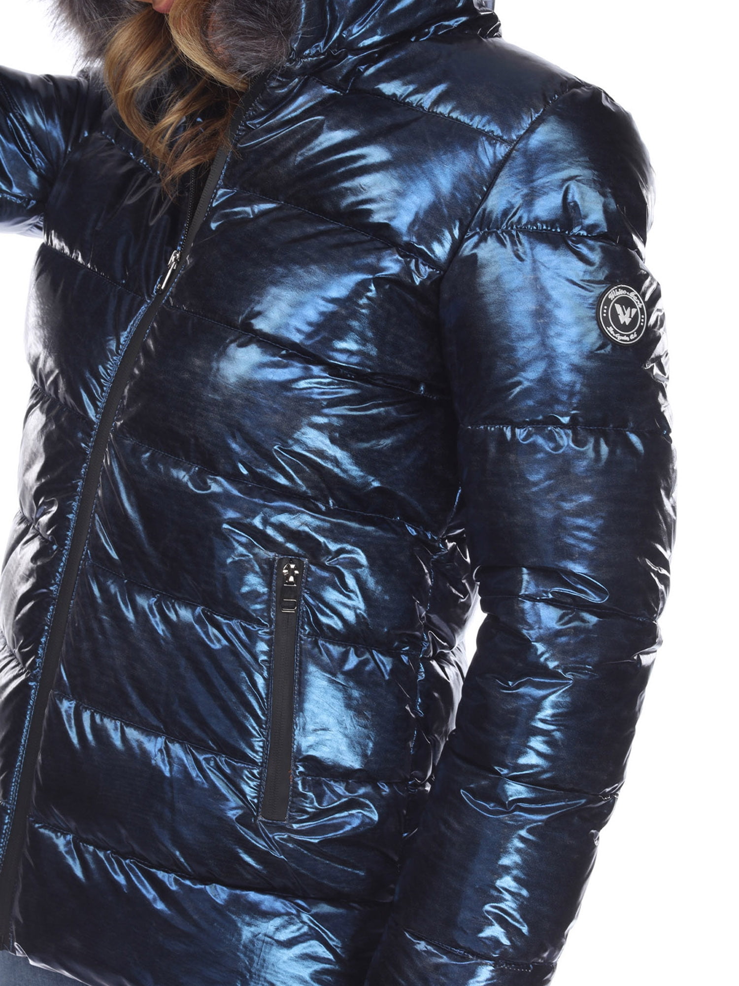 Women's Metallic Hooded Puffer Coat - image 5
