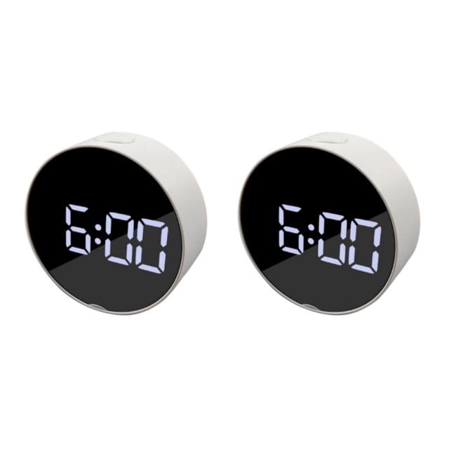 Bewildely LED Large Screen Bedside Alarm Clock Digital Clock Marco Blanco Luz Blanca 2piezas