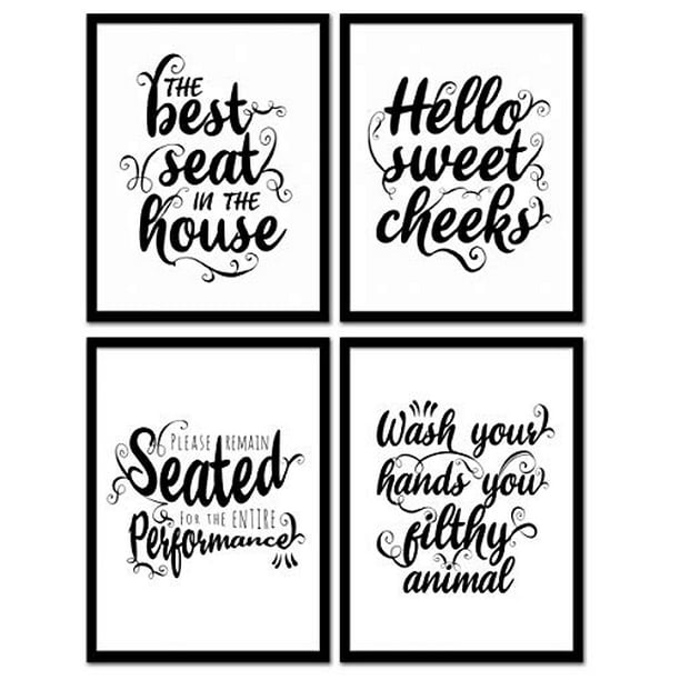 Decorshop Typography Modern Farmhouse Bathroom Decor Wall Art Set Of 4 Unframed 8x10 Prints On