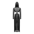 thumbnail image 4 of Lejafay Robe Maxi Transparente à Manches Longues pour Femmes, Fente Haute, à Capuche, Noire, TTG, 4 of 5