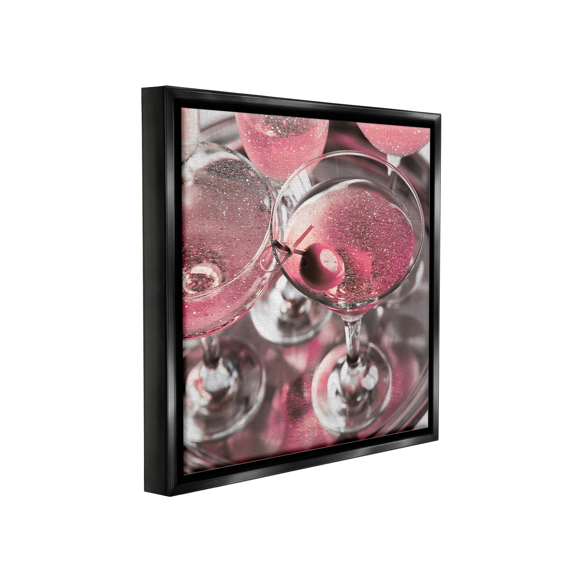 Stupell Industries Pink Sparkle Martinis Food & Beverage Painting Black Floater Framed Canvas Art Print Wall Art, 25 x 25