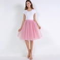 thumbnail image 5 of Huowey Women Tutu Skirts Midi Length Dance Ballet Solid Color Layered A-Line Wedding Party Midi Skirt Elastic Waist Skirt Clothes,Watermelon Red, 5 of 5