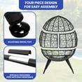 thumbnail image 4 of Dextrus Egg Chair Wicker Outdoor Indoor Oversized Large Lounger with Stand Cushion Egg Basket Chair 350lbs Capacity for Patio, Garden, Backyard, Black+Beige, 4 of 10