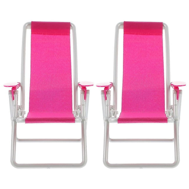 2Pcs Beach Lounge Chairs Photo Props Kids Plaything Mini House Decorative Chairs