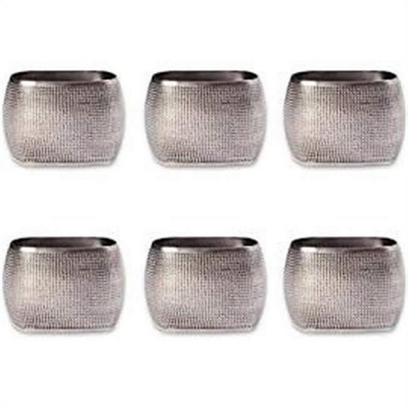 Design Imports Silver Textured Square Napkin Ring Set of 6