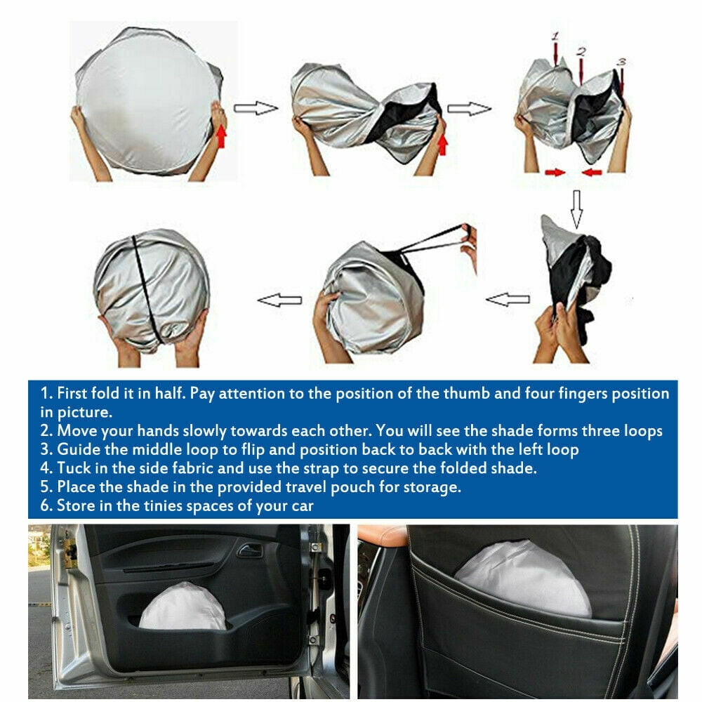 Foldable Car Windshield Sun Shade IC ICLOVER Block Sunlight UV Rays Sun Shield Front Window Sun Visor Protector Summer Winter for Trucks Vans MPV Large Vehicles (75 x35 )