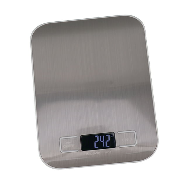 Báscula de cocina con pantalla LCD de 0,035 oz a 11,0 lb, báscula de café con batería de acero inoxidable para cocinar en cafeterías familiares