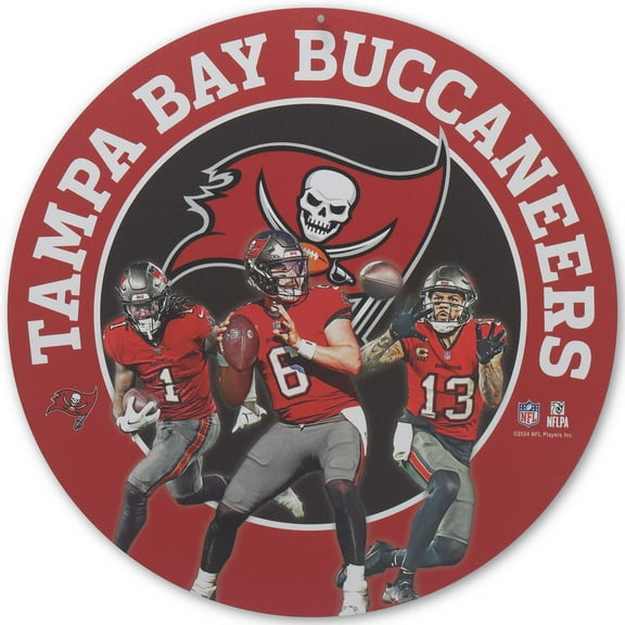 Tampa Bay Buccaneers Team Stars 11" Round Metal Sign