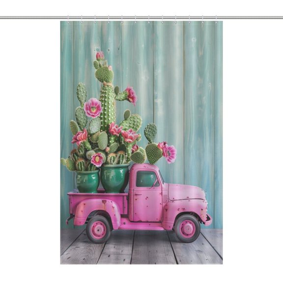 Thanksgiving Retro Truck Shower Curtain Fabric Bathroom Decor with Hooks