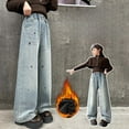 thumbnail image 2 of Zshosam Jeans for Baby Girl Girls Baggy Wide Leg Jeans Elastic Waist Casual Washed Denim Pants Size 5T 6T,(Blue 5-6 Years), 2 of 7