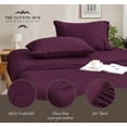 thumbnail image 3 of 100% Pima Cotton Twin Size 4-PCs Sheet Set (Solid, Plum) Fits 27-30â€ Deep Pocket, 600 Series Sateen Weave, 3 of 5