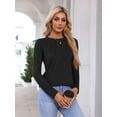 thumbnail image 3 of Fancyglim Women Tops Long Sleeve Shirts Casual Dressy Blouse with Pleats Black XL, 3 of 5