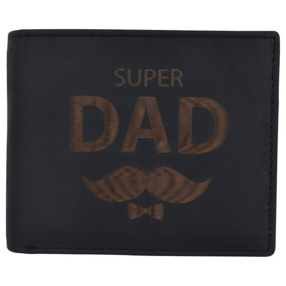 Super Dad Mens RFID Blocking Leather Bifold Wallet Father's Day gift