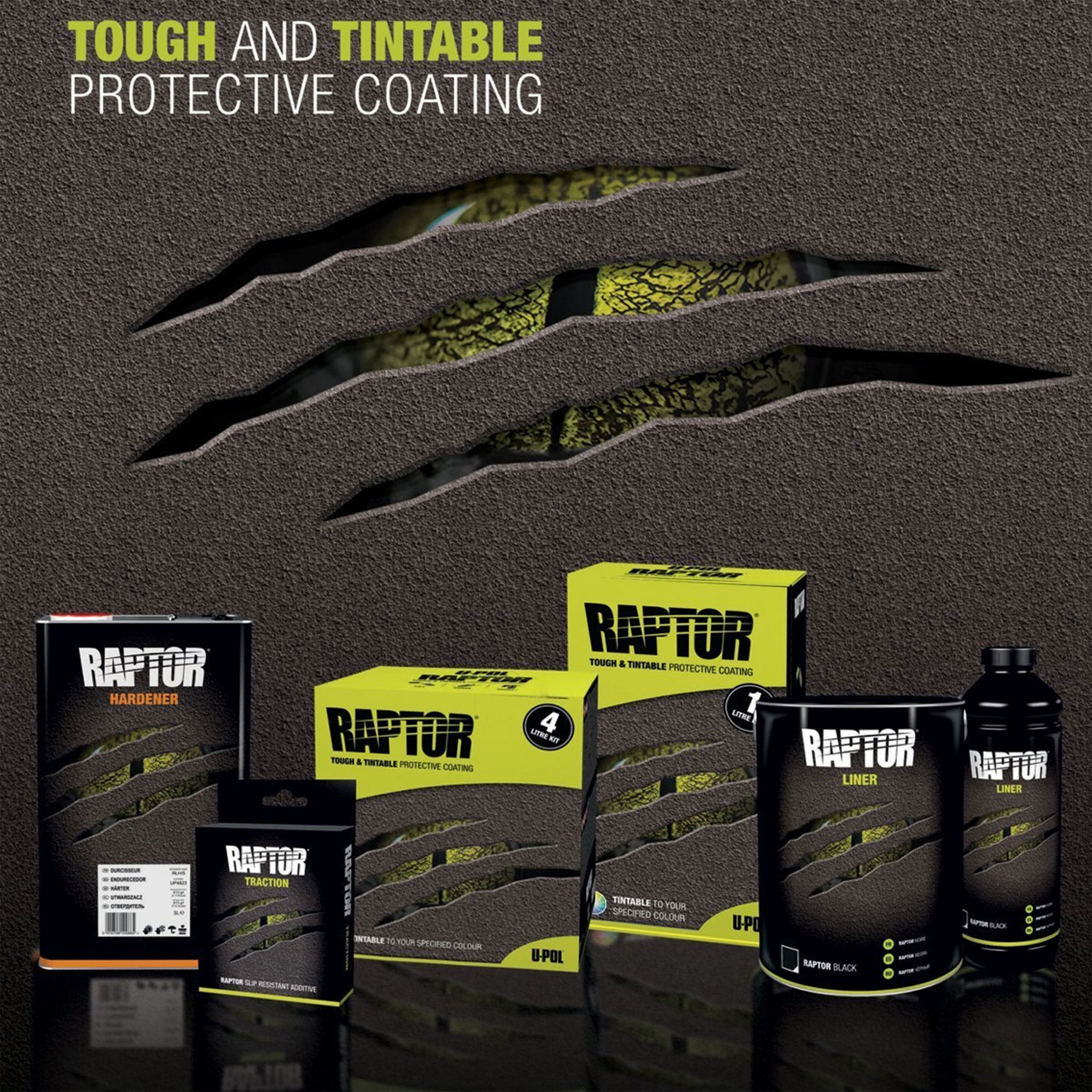 U-Pol Raptor 8 Quart Kit - Black Urethane Spray-On Truck Bed Liner Kit with Custom Coat Spray Gun with Regulator - Bonus 2 Bedliner Aerosol Cans
