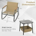 thumbnail image 3 of Costway 3 Piece Rocking Bistro Set with Storage Bag PS Armrests & Tabletop Metal Frame Brown, 3 of 10