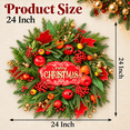 thumbnail image 3 of 24 Inch Christmas Wreath with “Merry Christmas” Sign, Norfolk Pine Greenery, Red Berries, Pomegranates and Gold Ornaments, Holiday Front Door Decor, 3 of 9