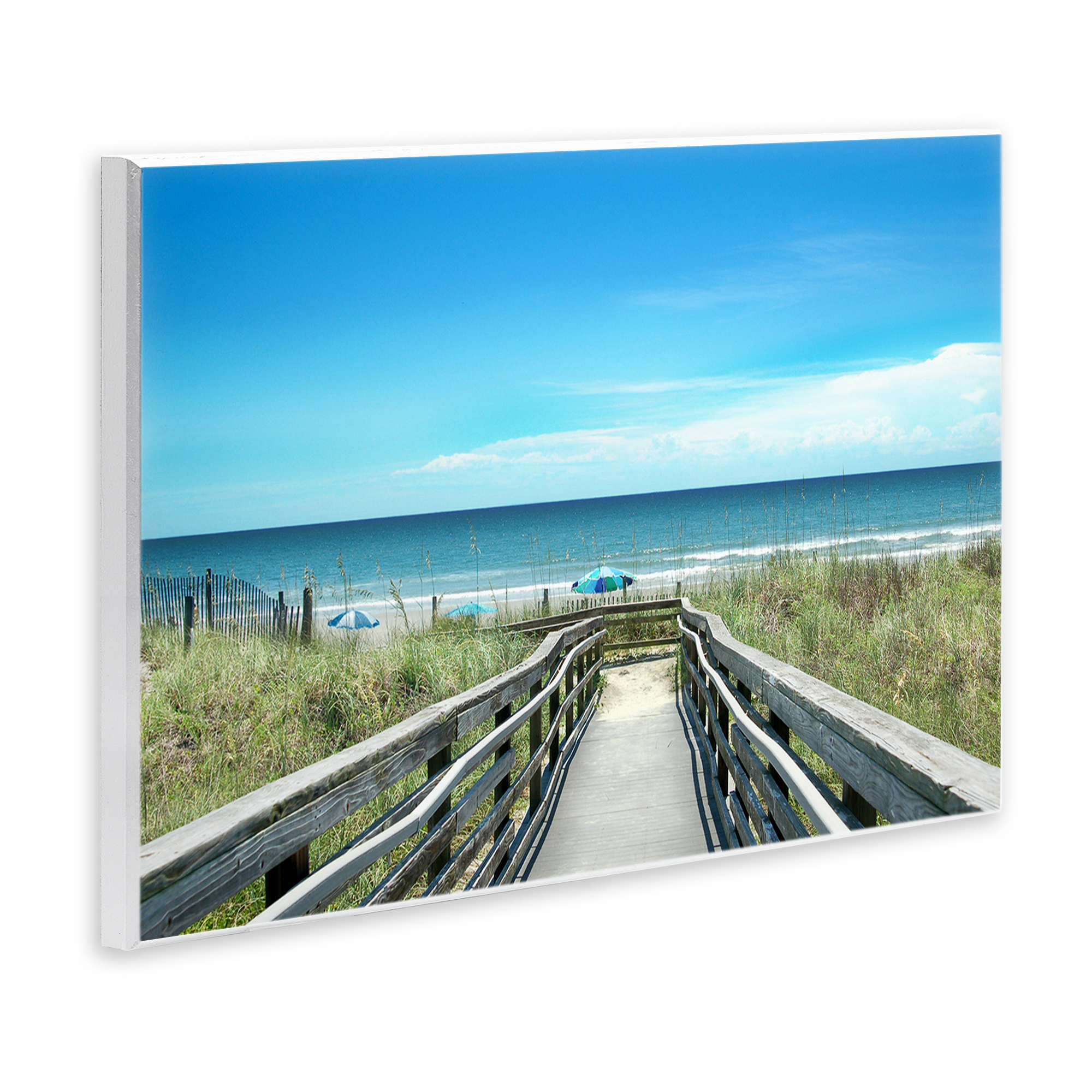 Stupell Industries Bridge to Beach View Landscape Photography Unframed Art Print Wall Art, 19 x 13