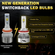Lasfit H8 H9 H11 LED Headlight Bulbs, Switchback H11 LED Bulbs High/Low Beam Fog Light 60W 6000LM 6000K White/3000K Amber