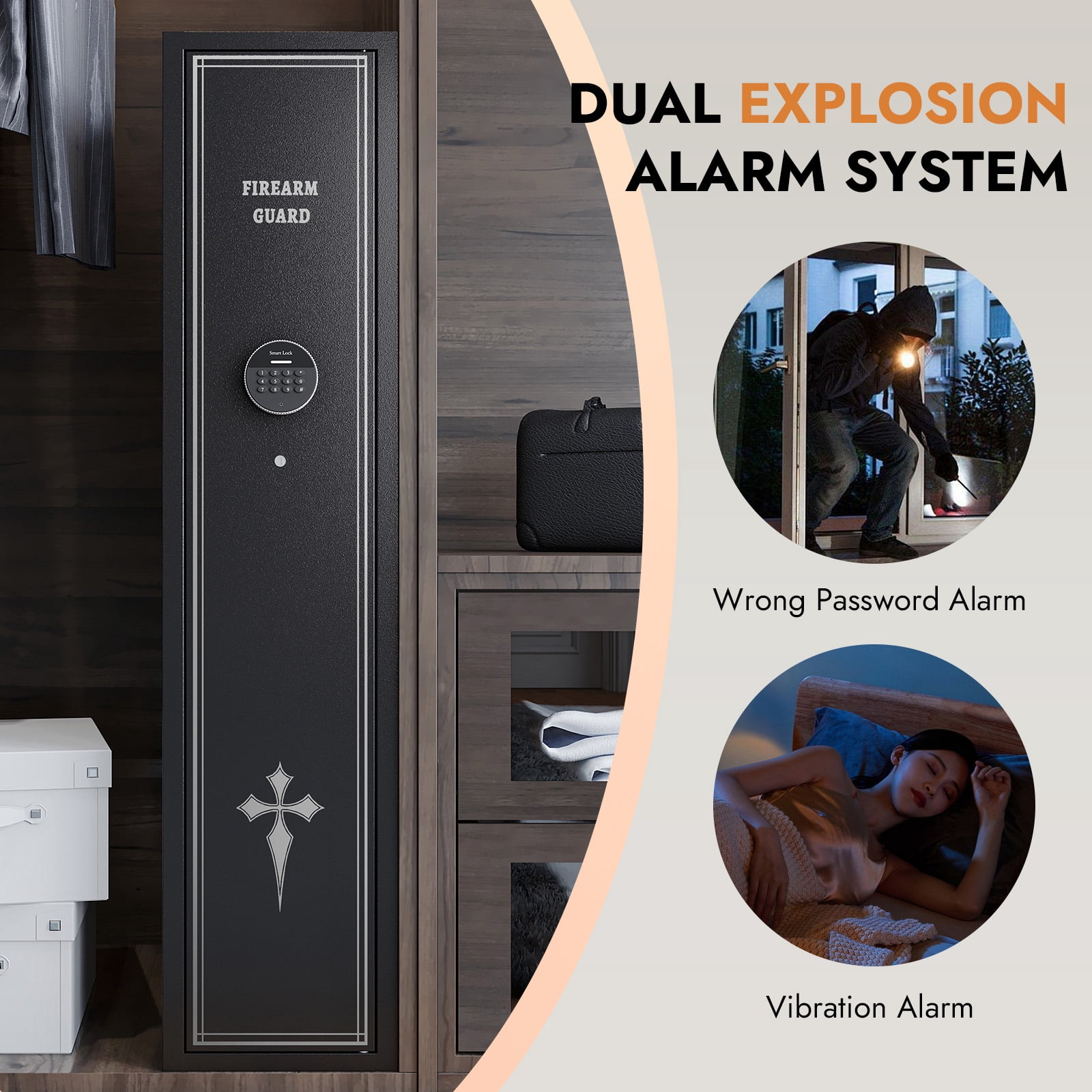 Sapital 2-3 Gun Safe, Cold Rolled Steel Rifle Cabinet with Digital Keypad Lock and Removable Shelf