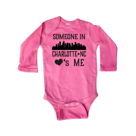 

Inktastic Charlotte North Carolina Someone Loves Me Gift Baby Boy or Baby Girl Long Sleeve Bodysuit