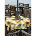 thumbnail image 2 of Outdoor Tablecloth with Umbrella Hole Zipper Sunflower Round Tablecloth 60" Waterproof Outside Table Cloth Watercolor Summer Botanical Yellow Patio Table Cover Tablecloths for Picnic Party, 2 of 8