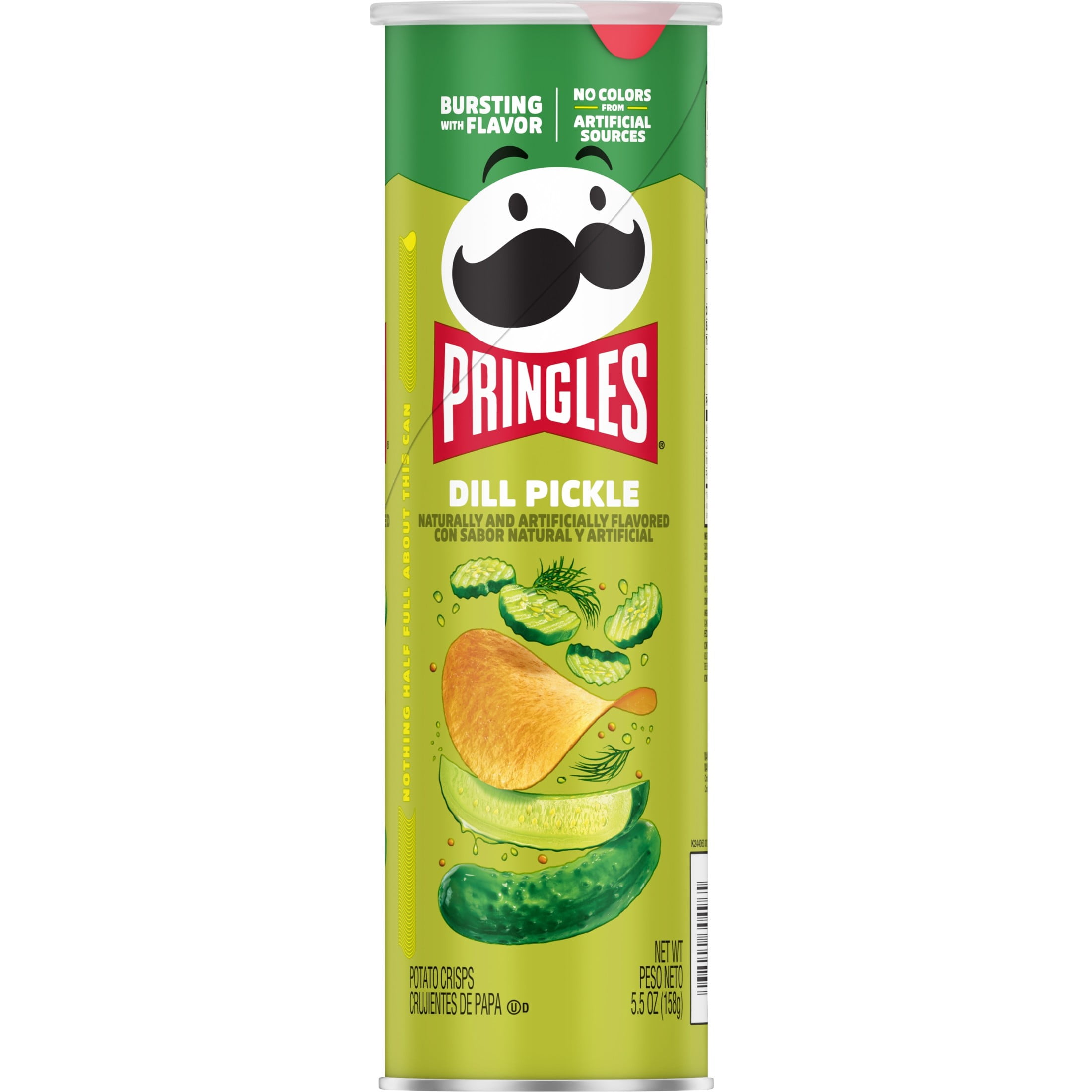 Pringles Dill Pickle Potato Crisps Chips, Lunch Snacks, 5.5 oz Canister