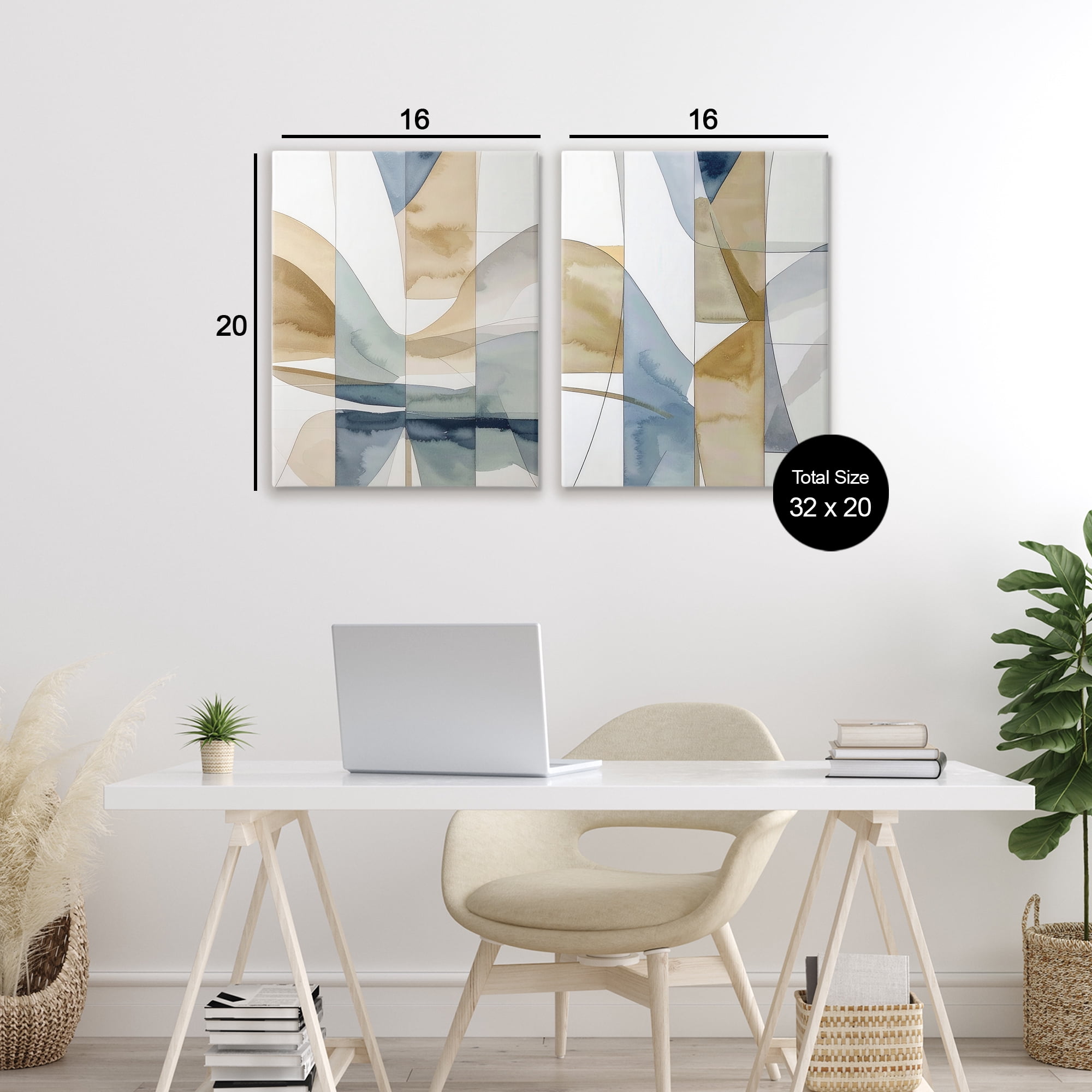 Stupell Industries Balanced Geographic Abstract 2 Piece Canvas Wall Art Set, design by Alonza Saunders