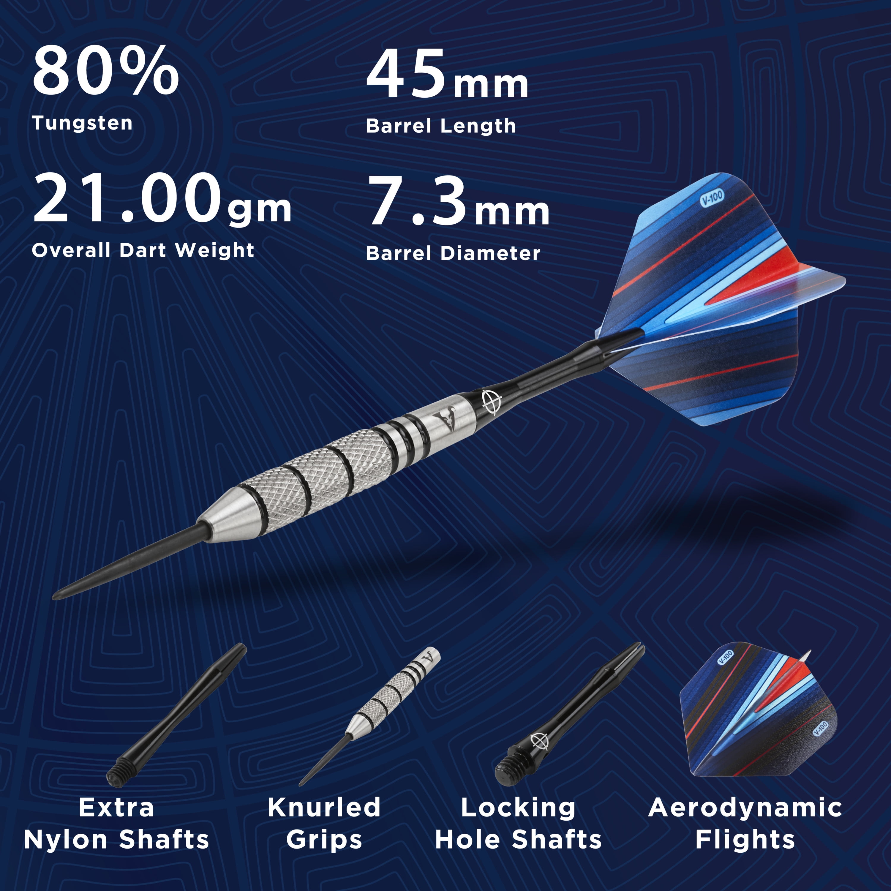 Viper Sidewinder 80% Tungsten Professional Steel Tip Dart Set,, 21 Grams
