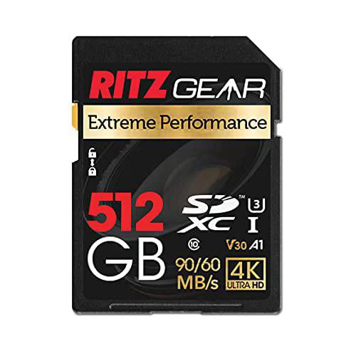 512GB High Transfer Memory SDXC Card 512GB SD Memory Card V60–Up to 130MB/s Write Speed and 250 MB/s Read Speed for DSLR camera,3D camera,HD camcorder,etc 