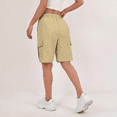 thumbnail image 2 of Summer Cargo Shorts for Women Bermuda Quick Dry High Waisted Drawstring Knee Length Plus Size Ladies Hiking Shorts with Pockets, 2 of 5
