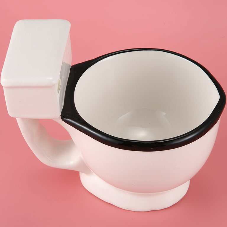 Novelty Toilet Ceramic Mug with Handle 300ml Coffee Tea Milk Ice Cream Cup Funny for Gifts, Silver