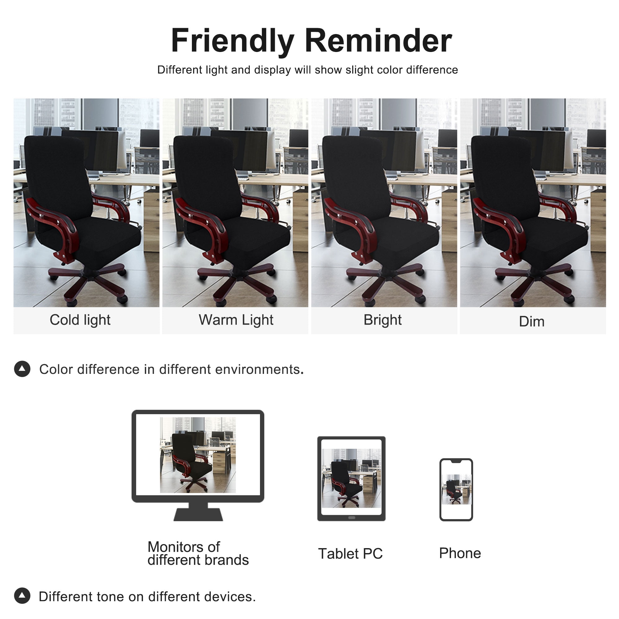 Unique Bargains Stretch Office Chair Cover Armchair Protector Black L