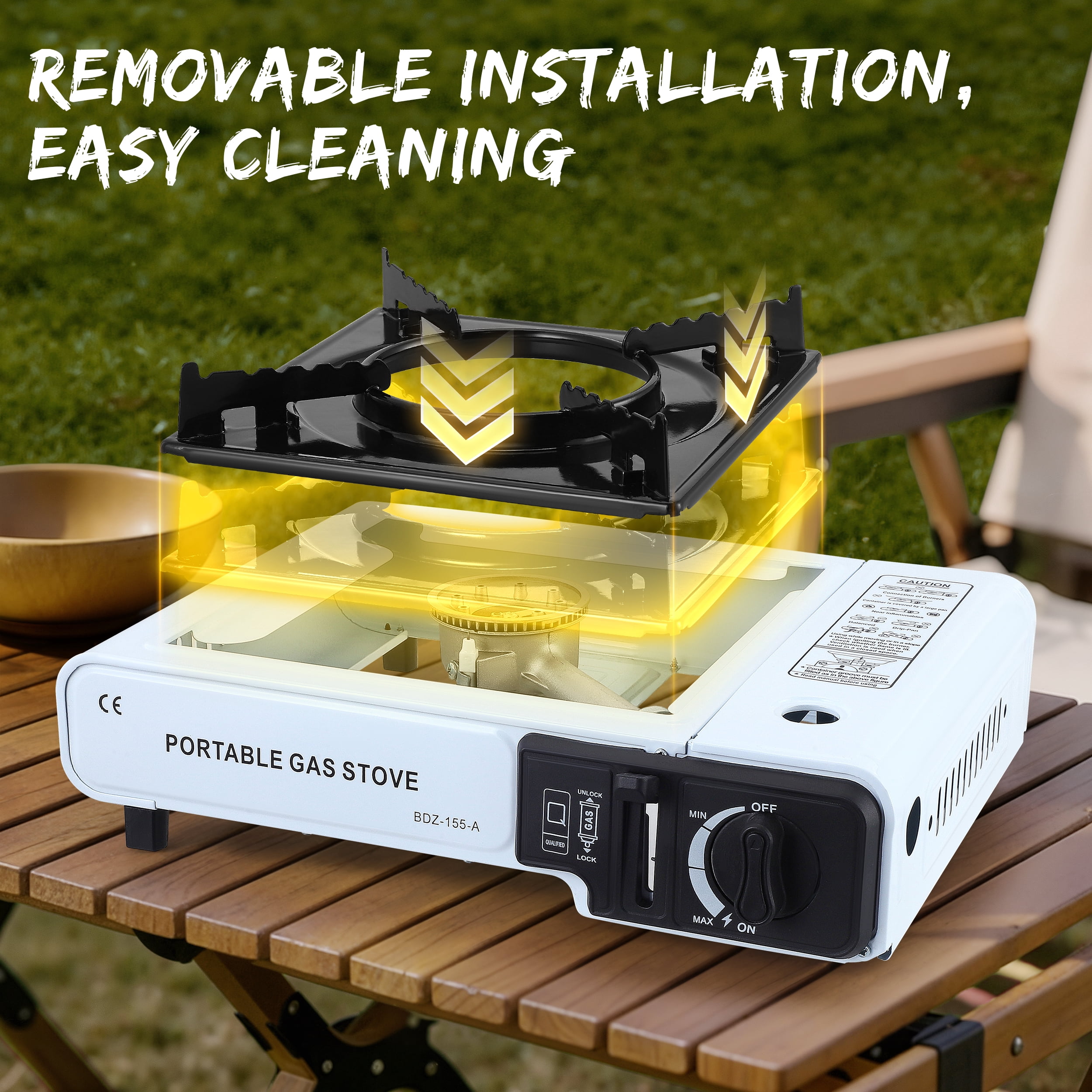 AMTPM Portable Camping Stove Portable Cass Fondue Field Barbecue Home Gas Stove Dual Purpose Gas Stove