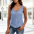 thumbnail image 2 of Women Plaid Tank Top Summer Business Casual Sleeveless Button Down Shirts Slim Fit Gingham Tops Blue, 2 of 6