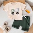 thumbnail image 6 of Gerichy Toddler Baby Boys Outfit Tractor Tshirt Short Sleeve Tops Solid Shorts Summer Outfits Clothes Set, 6 of 7