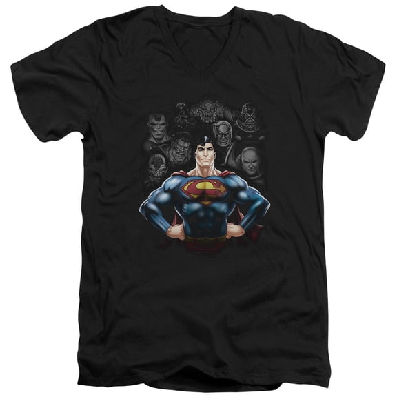 Superman Villains Adult V-Neck T-Shirt Black