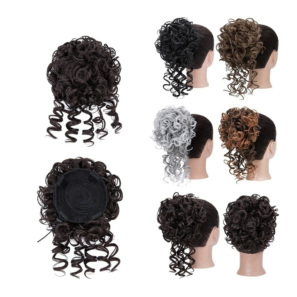 Messy Curly Hair Bun Scrunchies Extensions Synthetic Drawstring Ponytail Updo Hair Pieces for Women