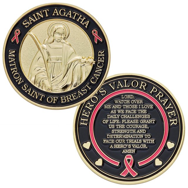 Hero's Valor St. Agatha Matron Défi du Cancer du Sein Pièce avec Prière Lot de 1 (une Pièce)